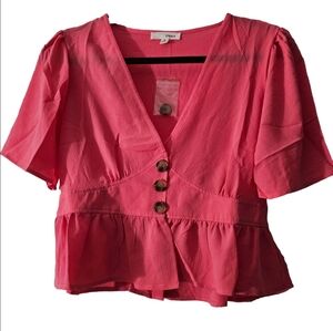 💝❣️Emma Womens Pink Ruffled Top - Size M💖🧡